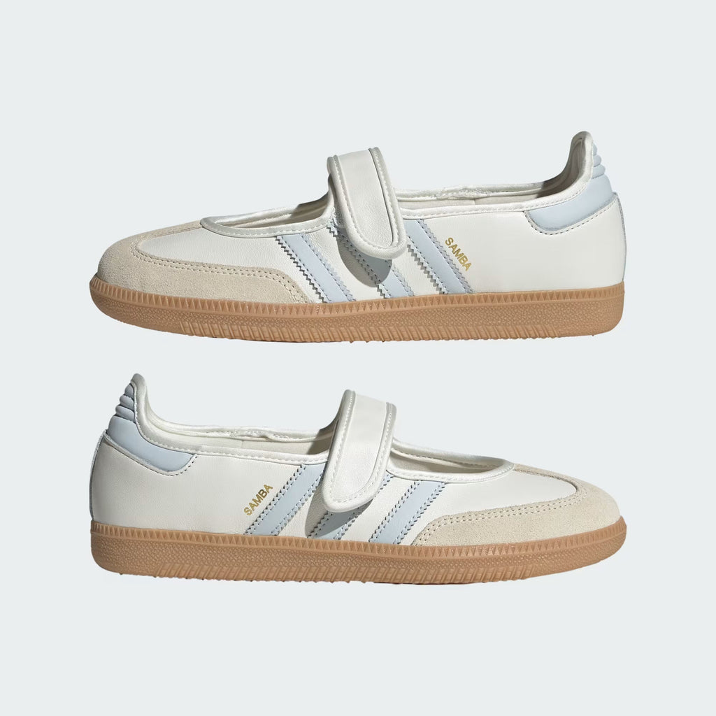 Adidas Samba Jane White Gum Halo Blue sneaker - close-up detail