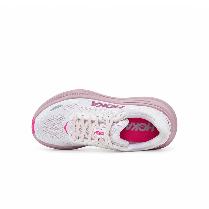 Hoka Bondi 9 White Pink Opal – Running Shoes Women's